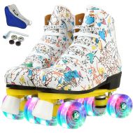 Silvertree Unisex Indoor and Outdoor Roller Skates Classic High-top for Adult Skating Four-Wheel Roller Skates