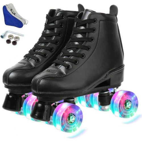  [아마존베스트]Silvertree Womens Roller Skates PU Leather High-top Roller Skates Four-Wheel Roller Skates Shiny Roller Skates for Girls