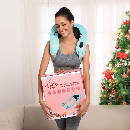  Silvox Cordless Shiatsu Back and Neck Massager with Heat for Mothers Day Gift- Rechargeable Shoulder...