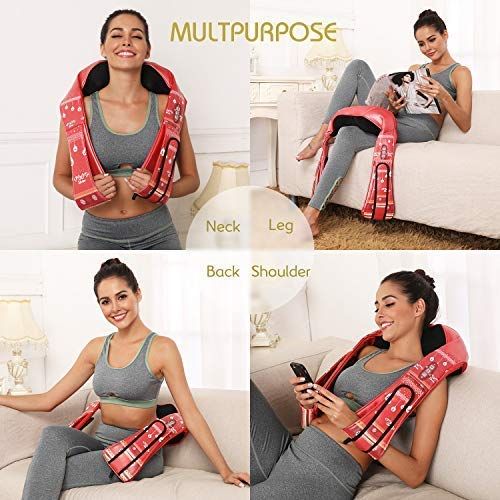  Silvox Cordless Shiatsu Back and Neck Massager with Heat Mothers Day Gift - Portable Deep Kneading...