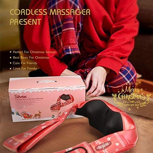  Silvox Cordless Shiatsu Back and Neck Massager with Heat Mothers Day Gift - Portable Deep Kneading...