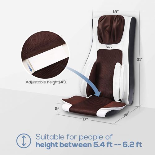  Silvox Shiatsu Neck Back Massager with Heat - Massage Chair Pad with 12 Deep Tissue Kneading Nodes,...