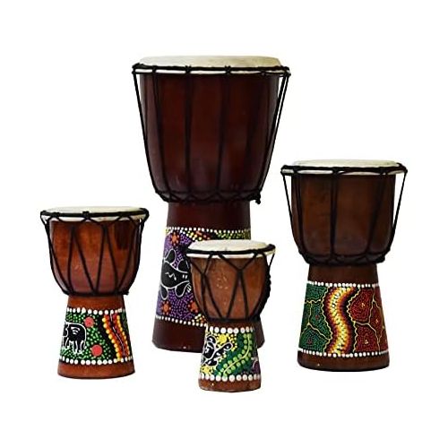  [아마존베스트]Simandra Djembe Drum Bongo Africa Wood Painted Drum Instrument Music Rhythm Percussion Dot Painting (12 cm)