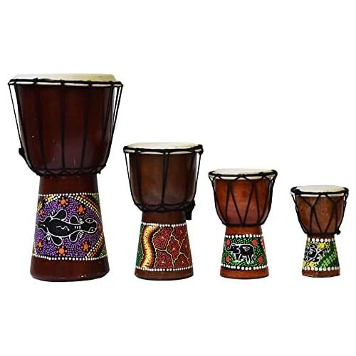  [아마존베스트]Simandra Djembe Drum Bongo Africa Wood Painted Drum Instrument Music Rhythm Percussion Dot Painting (12 cm)