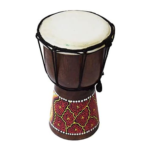  [아마존베스트]Simandra Djembe Drum Bongo Africa Wood Painted Drum Instrument Music Rhythm Percussion Dot Painting (12 cm)