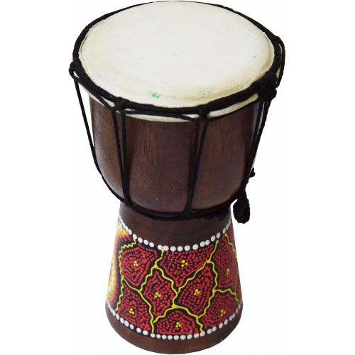  [아마존베스트]Simandra Djembe Drum Bongo Africa Wood Painted Drum Instrument Music Rhythm Percussion Dot Painting (12 cm)