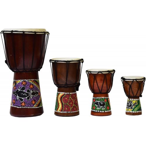  [아마존베스트]Simandra Djembe Drum Bongo Africa Wood Painted Drum Instrument Music Rhythm Percussion Dot Painting (12 cm)