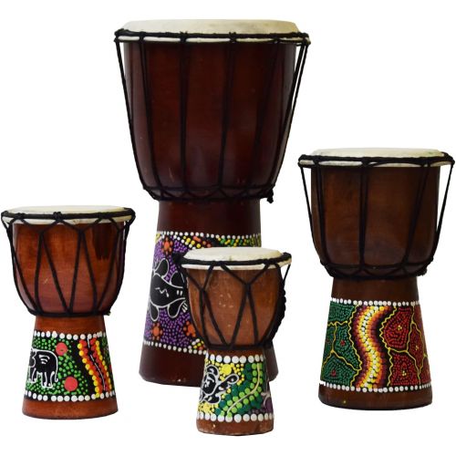  [아마존베스트]Simandra Djembe Drum Bongo Africa Wood Painted Drum Instrument Music Rhythm Percussion Dot Painting (12 cm)