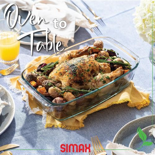  [아마존베스트]Clear Oblong Glass Casserole by Simax | High Lid Doubles as Roaster, Heat, Cold and Shock Proof, Dishwasher Safe, Made in Europe, 3 Quart Casserole Pan