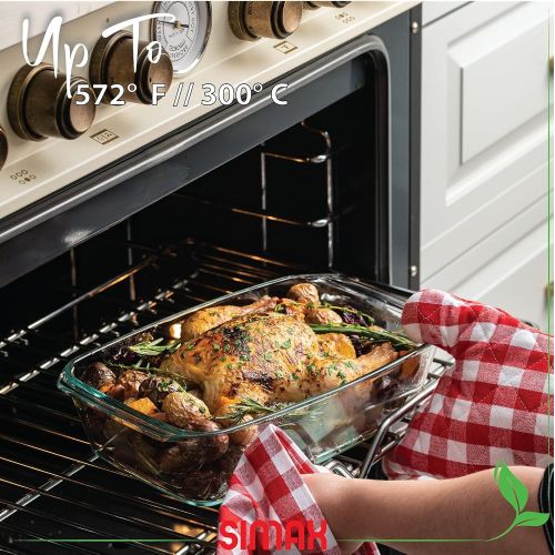  [아마존베스트]Clear Oblong Glass Casserole by Simax | High Lid Doubles as Roaster, Heat, Cold and Shock Proof, Dishwasher Safe, Made in Europe, 3 Quart Casserole Pan