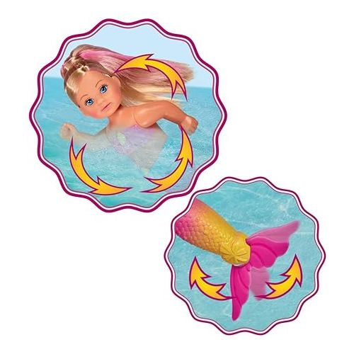  Simba 105733318 Evi Love Swimming Mermaid/Evi The Mermaid/Can Swim/with Fish Figure/Dressing Doll / 12 cm for Children from 3 Years