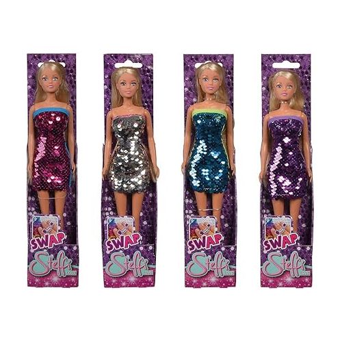  Simba 105733366 - Steffi Love Doll in Cool Sequin Dress, with Swap Effect, Reversible Sequins, 29 cm, from 3 Years