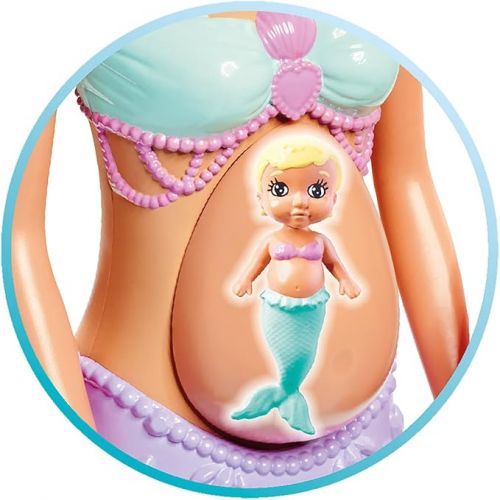  Simba 105733524 Steffi Love Mermaid Family, Doll as Pregnant Mermaid with Kevin as a Merman, with Baby Bed, 29 cm Dress-up Dolls, Toy Dolls, for Children from 3 Years