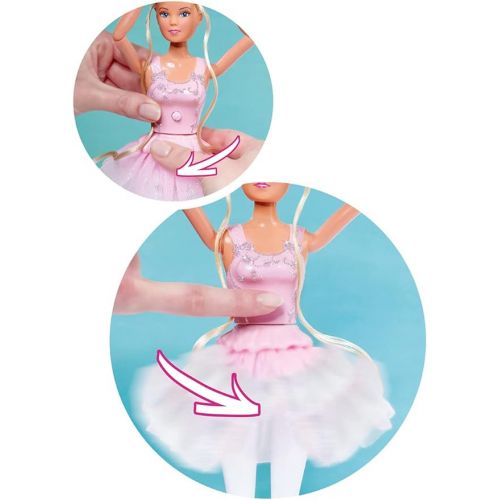  Simba 105733603 Steffi Love Dancing Ballerinas, Steffi Doll as Ballerina with Animal Friend and Rotating Skirt, 29 cm Toy Doll, from 3 Years