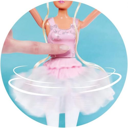  Simba 105733603 Steffi Love Dancing Ballerinas, Steffi Doll as Ballerina with Animal Friend and Rotating Skirt, 29 cm Toy Doll, from 3 Years
