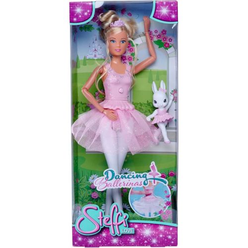  Simba 105733603 Steffi Love Dancing Ballerinas, Steffi Doll as Ballerina with Animal Friend and Rotating Skirt, 29 cm Toy Doll, from 3 Years