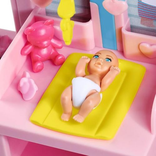  Steffi Love Newborn Baby Room, Pregnant Doll with Baby in the Children's Room, with Baby Bed, Changing Table, Bath and Accessories, 29 cm Toy Doll, from 3 Years