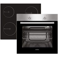 [아마존베스트]Simfer Built-in stove set, oven and hob, 60 cm, 3 functions, double glazing, lighting, touch control, 4 zone ceramic hob.