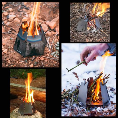  Simhoa Ultralight Wood Burning Backpacking Stove Stainless Steel Folding Cook Stove