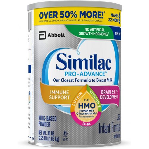  [아마존베스트]Similac Pro-Advance Non-GMO Infant Formula with Iron, with 2’-FL HMO, for Immune Support, Baby...