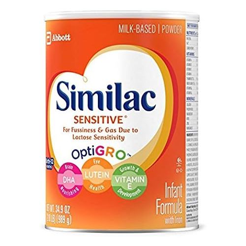  [아마존베스트]Similac Sensitive Infant Formula with Iron, Powder, One Month Supply, 34.9 ounces (Pack of 3)