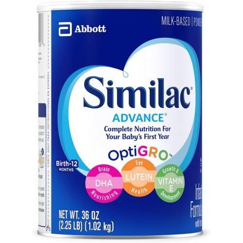  [아마존베스트]Similac Advance Infant Formula with Iron, Powder, One Month Supply, 36 Ounce (Pack of 3)