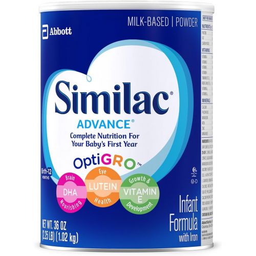  [아마존베스트]Similac Advance Infant Formula with Iron, Powder, One Month Supply, 36 Ounce (Pack of 3)