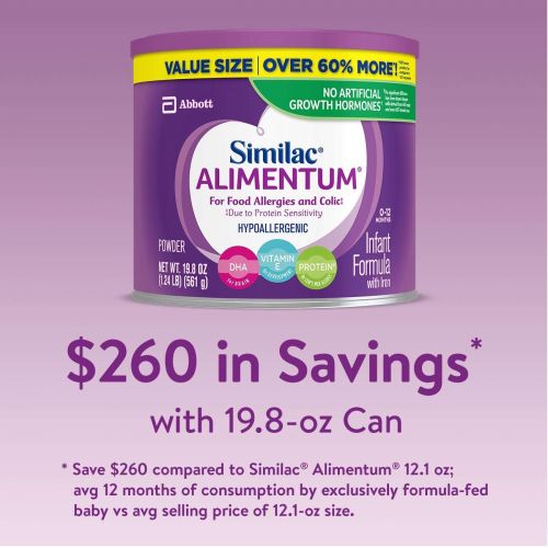  [아마존베스트]Similac Alimentum Hypoallergenic Infant Formula for Food Allergies and Colic, Baby Formula, Value Size...