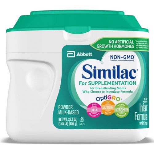  [아마존베스트]Similac For Supplementation Non-GMO Infant Formula with Iron, Powder, 23.2 Ounces (Pack of 4)