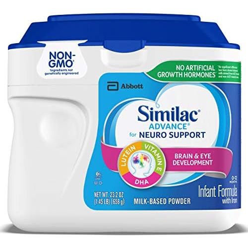  [아마존베스트]Similac Advance For Neuro Support, Non-GMO Infant Formula with Iron, Baby Formula Powder, 23.2 oz (Pack of 6)
