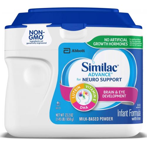  [아마존베스트]Similac Advance For Neuro Support, Non-GMO Infant Formula with Iron, Baby Formula Powder, 23.2 oz (Pack of 6)