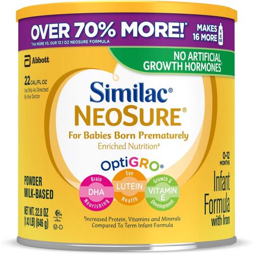  [아마존베스트]Similac NeoSure Infant Formula with Iron, For Babies Born Prematurely, Powder, 22.8 oz (4 Count)