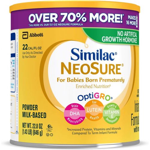  [아마존베스트]Similac NeoSure Infant Formula with Iron, For Babies Born Prematurely, Powder, 22.8 oz (4 Count)