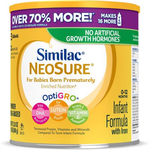  [아마존베스트]Similac NeoSure Infant Formula with Iron, For Babies Born Prematurely, Powder, 22.8 oz (4 Count)