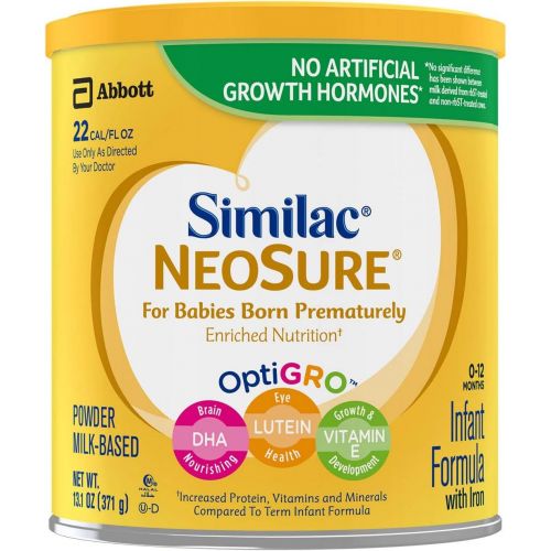  Similac NeoSure Infant Formula with Iron, For Babies Born Prematurely, Powder, 13.1 ounces (Pack of 6), Powder(White)