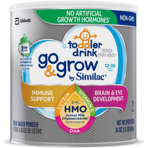  Go & Grow by Similac Toddler Drink with 2’-FL HMO for Immune Support, with 25 Key Nutrients to Help Balance Toddler Nutrition, Non-GMO Milk-Based Powder, 24-Oz Can