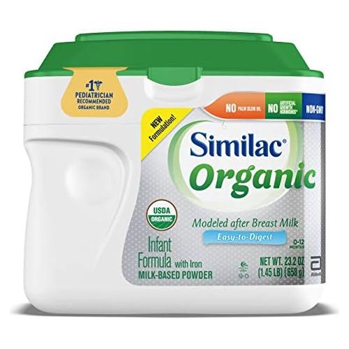  Similac Organic Non-GMO Infant Formula, Powder, Baby Formula, 23.2 ounces, 6 Count