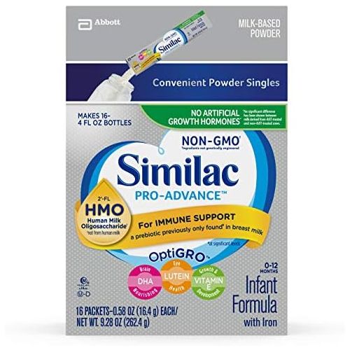  Similac Pro-Advance Non-GMO with 2-FL HMO Infant Formula with Iron for Immune Support, Baby Formula 0.58 oz, 16 Count