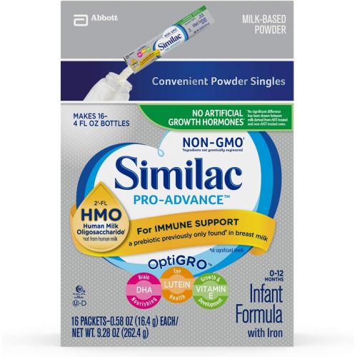  Similac Pro-Advance Non-GMO with 2-FL HMO Infant Formula with Iron for Immune Support, Baby Formula 0.58 oz, 16 Count