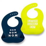 [아마존베스트]Simka Rose Silicone Bib - Waterproof Baby Bibs for Girls and Boys - Perfect for Babies and Toddlers - Easy to Clean Feeding Bibs - Excellent Baby Shower Gift - Set of 2 (Navy/Lime)