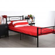 Simlife SimLife Metal Bed Frame Twin Size 6 Legs Two Headboards Mattress Foundation Steel Platform Bed for Kids Box Spring Replacement Black