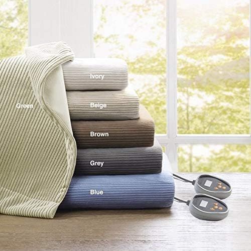 시몬스 Beautyrest Ribbed Microfleece Heated Blanket - Queen Size (Lake)