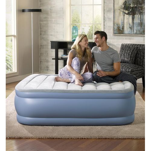 시몬스 Simmons Beautyrest Hi-Loft Inflatable Air Mattress: Raised-Profile Air Bed with External Pump, Queen