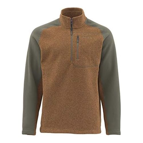 심스 Simms Men’s Rivershed 50 UPF Fleece Sweater, Sun Protection Zipper Jacket