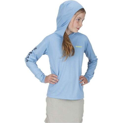 심스 Simms Youth Solar Tech UPF 50 Fishing Shirt, SPF Hoody Shirt