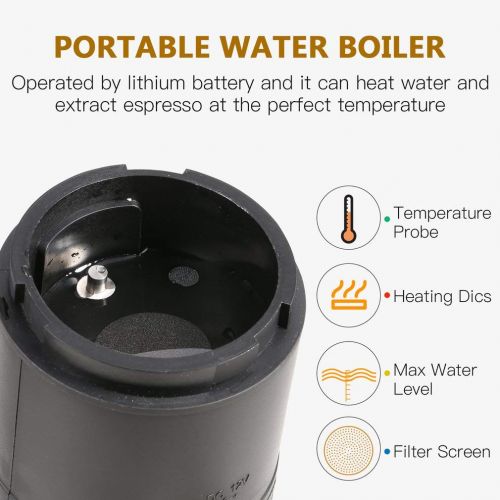  Simoner Portable Rechargeable Espresso Machine Boils Water 15 Bars Pressure- One-Button Operation Perfect for Coffee Lover Outdoor Travel Camping Kitchen Office