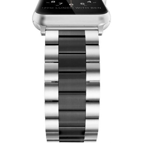  [아마존 핫딜] [아마존핫딜]Simpeak Band Compatible with Apple Watch 38mm 40mm, Stainless Steel Wirstband Strap Replacement for Apple Watch Series 5 4 3 2 1, Silver/Black