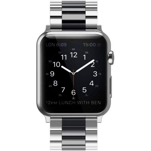  [아마존 핫딜] [아마존핫딜]Simpeak Band Compatible with Apple Watch 38mm 40mm, Stainless Steel Wirstband Strap Replacement for Apple Watch Series 5 4 3 2 1, Silver/Black