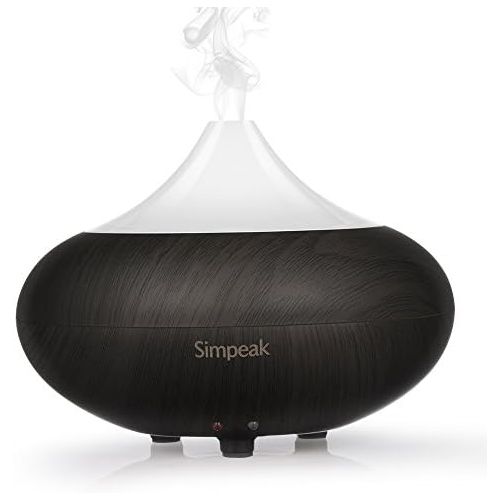  Simpeak Aroma Diffuser 100mL, LED Ultraschall Duftzerstauber Essential Oil Aromatherapie Diffusor Tragbar Kompatibel fuer Babies Kinder Haus Yoga Buero Spa Schlafzimmer - Dunkle Holz