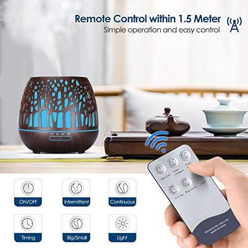  [아마존베스트]Simpeak Aroma Diffuser 400 ml, LED Ultrasonic Fragrance Diffuser with Remote Control, Essential Oil Aromatherapy Diffuser, Portable, Compatible for Home, Yoga, Office, Spa, Bedroom